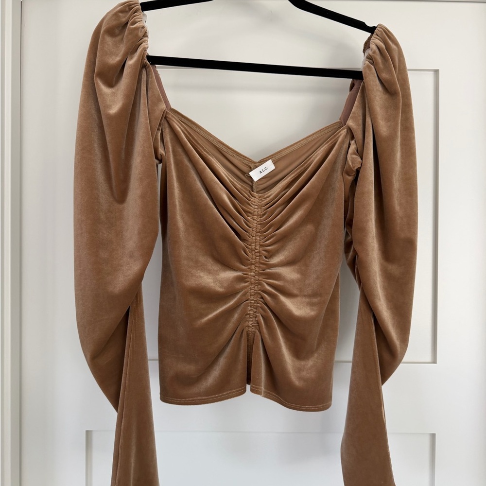 A.L.C. Tan Ruched Blouse